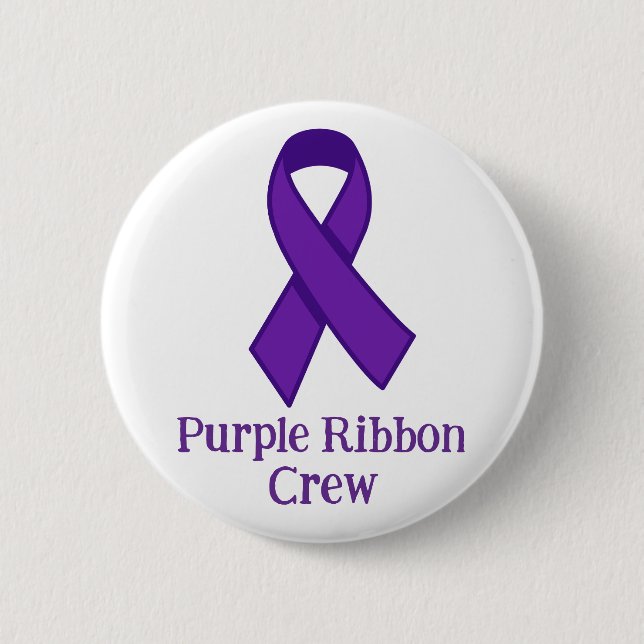 Purple Ribbon Crew 6 Cm Round Badge (Front)