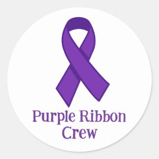 Purple Ribbon Crew Classic Round Sticker