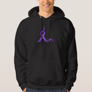 Purple Ribbon Cute Fibromyalgia Awareness Hoodie