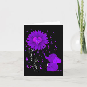 Purple Ribbon Daisy Flower Elephant Overdose Aware Card