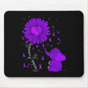 Purple Ribbon Daisy Flower Elephant Overdose Aware Mouse Pad