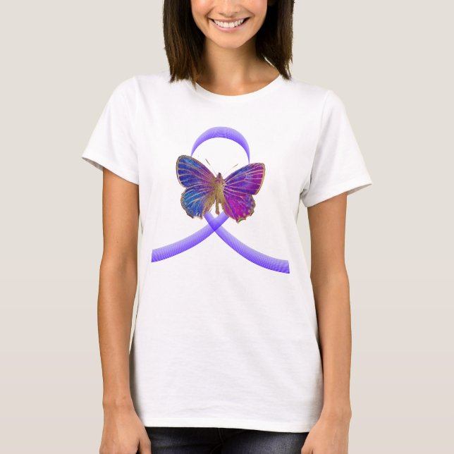 Purple Ribbon Domestic Violence Awareness T-Shirt (Front)