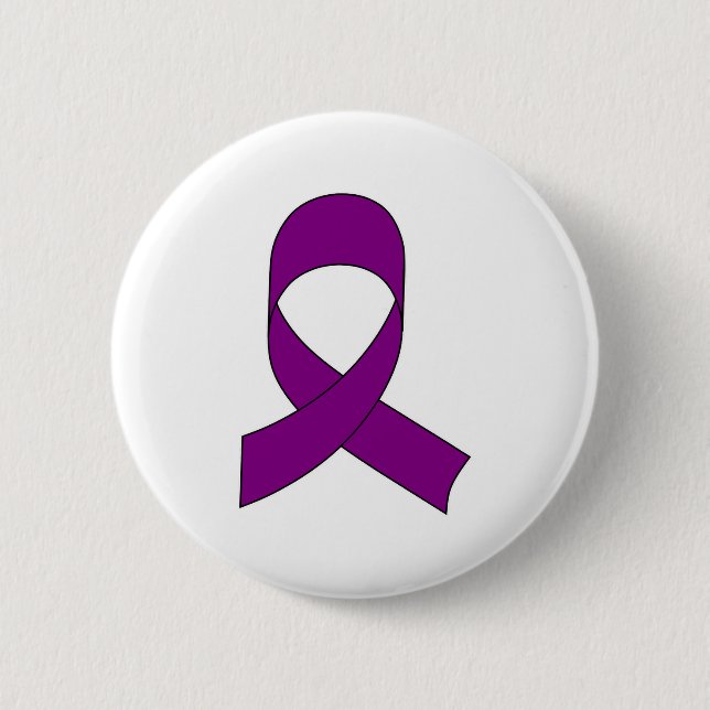 Purple Ribbon Drawing 6 Cm Round Badge (Front)