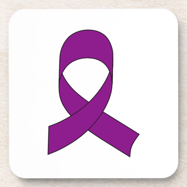 Purple Ribbon Drawing Coaster (Front)