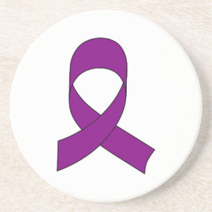 Purple Ribbon Drawing Coaster