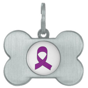 Purple Ribbon Drawing Pet Tag