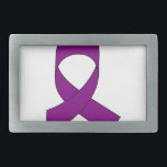 Purple Ribbon Drawing Rectangular Belt Buckle<br><div class="desc">A simple drawing of a purple ribbon. Symbol of awareness. A design for a cause.</div>