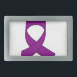 Purple Ribbon Drawing Rectangular Belt Buckle<br><div class="desc">A simple drawing of a purple ribbon. Symbol of awareness. A design for a cause.</div>