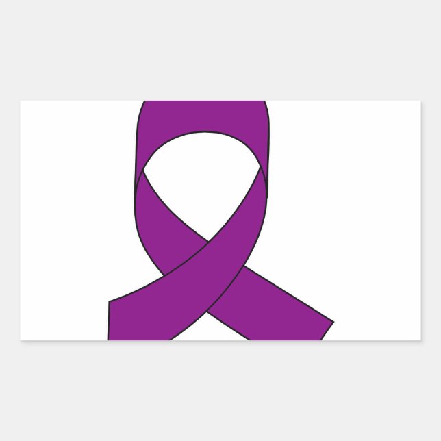 Purple Ribbon Drawing Rectangular Sticker (Front)