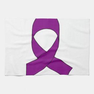 Purple Ribbon Drawing Tea Towel