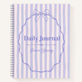Purple Ribbon Elegant Personalised Name Custom Notebook