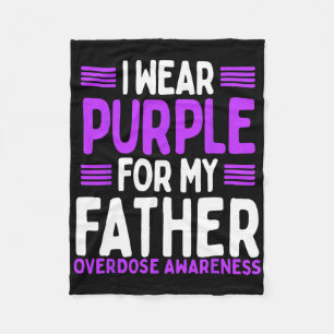 Purple Ribbon Father Papa Overdose Awareness Dad  Fleece Blanket