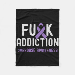 Purple Ribbon Fck Addiction Overdose Awareness 2  Fleece Blanket
