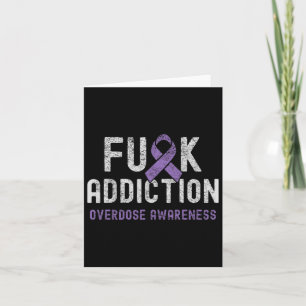 Purple Ribbon Fck Addiction Overdose Awareness 3 Card