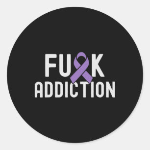 Purple Ribbon Fck Addiction Overdose Awareness 3  Classic Round Sticker