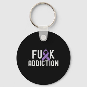 Purple Ribbon Fck Addiction Overdose Awareness Key Ring