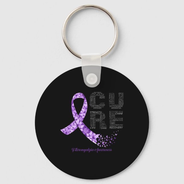 Purple Ribbon Fibromyalgia Awareness  Key Ring (Front)