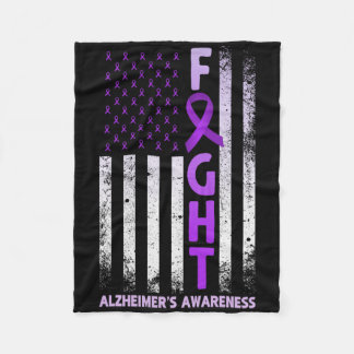 Purple Ribbon Fight Heimerheimer's Awareness Usa A Fleece Blanket