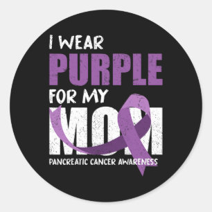 Purple Ribbon Fighter Mum Pancreatic Cancer Awaren Classic Round Sticker