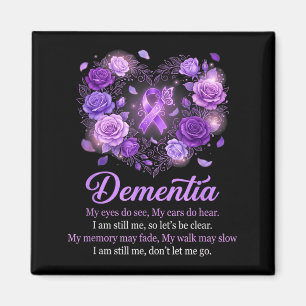 Purple ribbon floral heart dementia awareness magnet