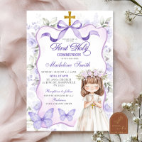 Purple Ribbon Floral Twins First Holy Communion