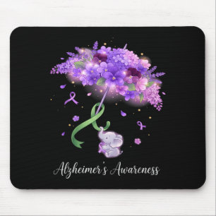 Purple ribbon floral umbrella alzheimer’s mouse pad