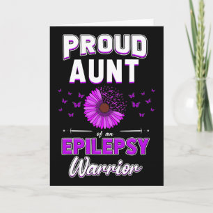 Purple Ribbon Flower Proud Aunt Nephew Niece Epile Card