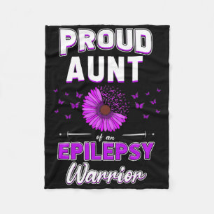 Purple Ribbon Flower Proud Aunt Nephew Niece Epile Fleece Blanket