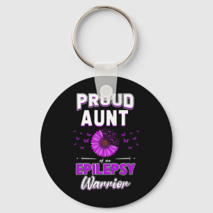 Purple Ribbon Flower Proud Aunt Nephew Niece Epile Key Ring