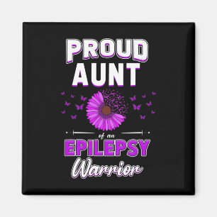 Purple Ribbon Flower Proud Aunt Nephew Niece Epile Magnet