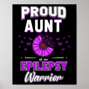 Purple Ribbon Flower Proud Aunt Nephew Niece Epile Poster
