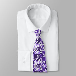 Purple Ribbon Geometric Epilepsy Awareness Tie