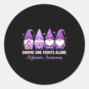 Purple ribbon gnome one fights alone alzheimer’s classic round sticker