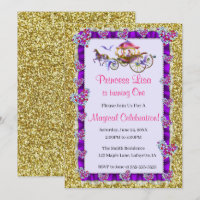 Purple Ribbon Gold Glitter Royal Princess Birthday