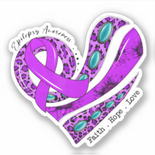 Purple Ribbon Heart Epilepsy Awareness
