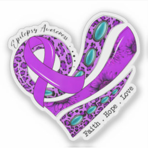 Purple Ribbon Heart Epilepsy Awareness