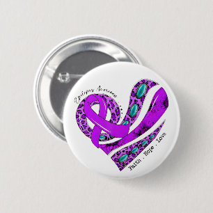 Purple Ribbon Heart Epilepsy Awareness 6 Cm Round Badge