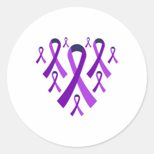 Purple Ribbon Heart Heimer's Awareness Sticker 