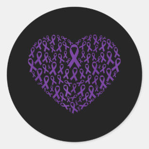 Purple Ribbon Heart Pancreatic Cancer Awareness Wa Classic Round Sticker