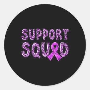 Purple Ribbon Leopard Print Support Squad Overdose Classic Round Sticker