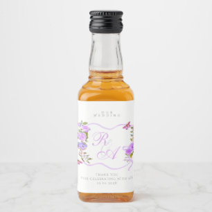Purple Ribbon Monogram Wedding  Liquor Bottle Label