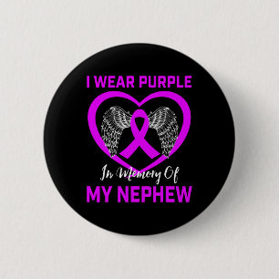 Purple Ribbon Nephew Pancreatic Cancer Awareness H 6 Cm Round Badge
