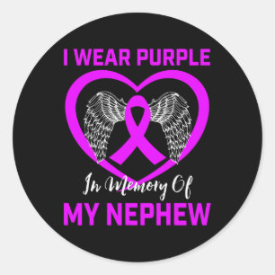 Purple Ribbon Nephew Pancreatic Cancer Awareness H Classic Round Sticker