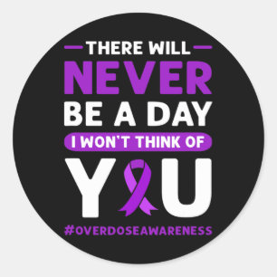 Purple Ribbon. Overdose Awareness 2  Classic Round Sticker