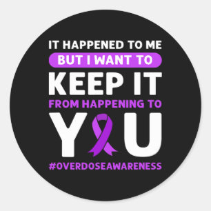 Purple Ribbon. Overdose Awareness 4  Classic Round Sticker