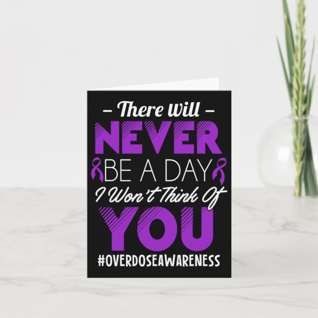 Purple Ribbon - Overdose Awareness  Card (Front)