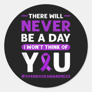 Purple Ribbon. Overdose Awareness  Classic Round Sticker