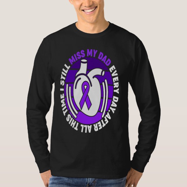 Purple Ribbon Overdose Awareness Miss My Dad Memor T-Shirt (Front)