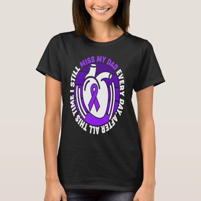 Purple Ribbon Overdose Awareness Miss My Dad Memor T-Shirt (Front)