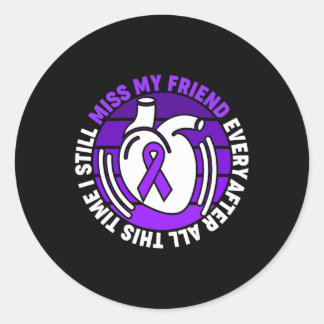 Purple Ribbon Overdose Awareness Miss My Friend Me Classic Round Sticker